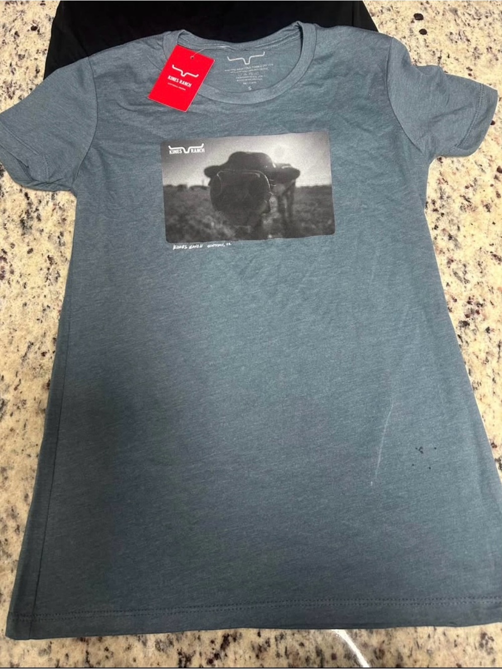 Kimes Ranch Slate Gray Short-Sleeve Tee with Cow Photo Graphic